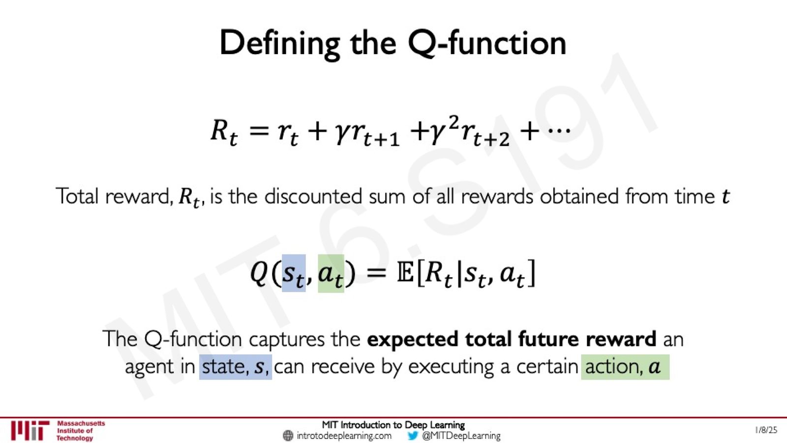 Q-function 的定义：期望未来总回报