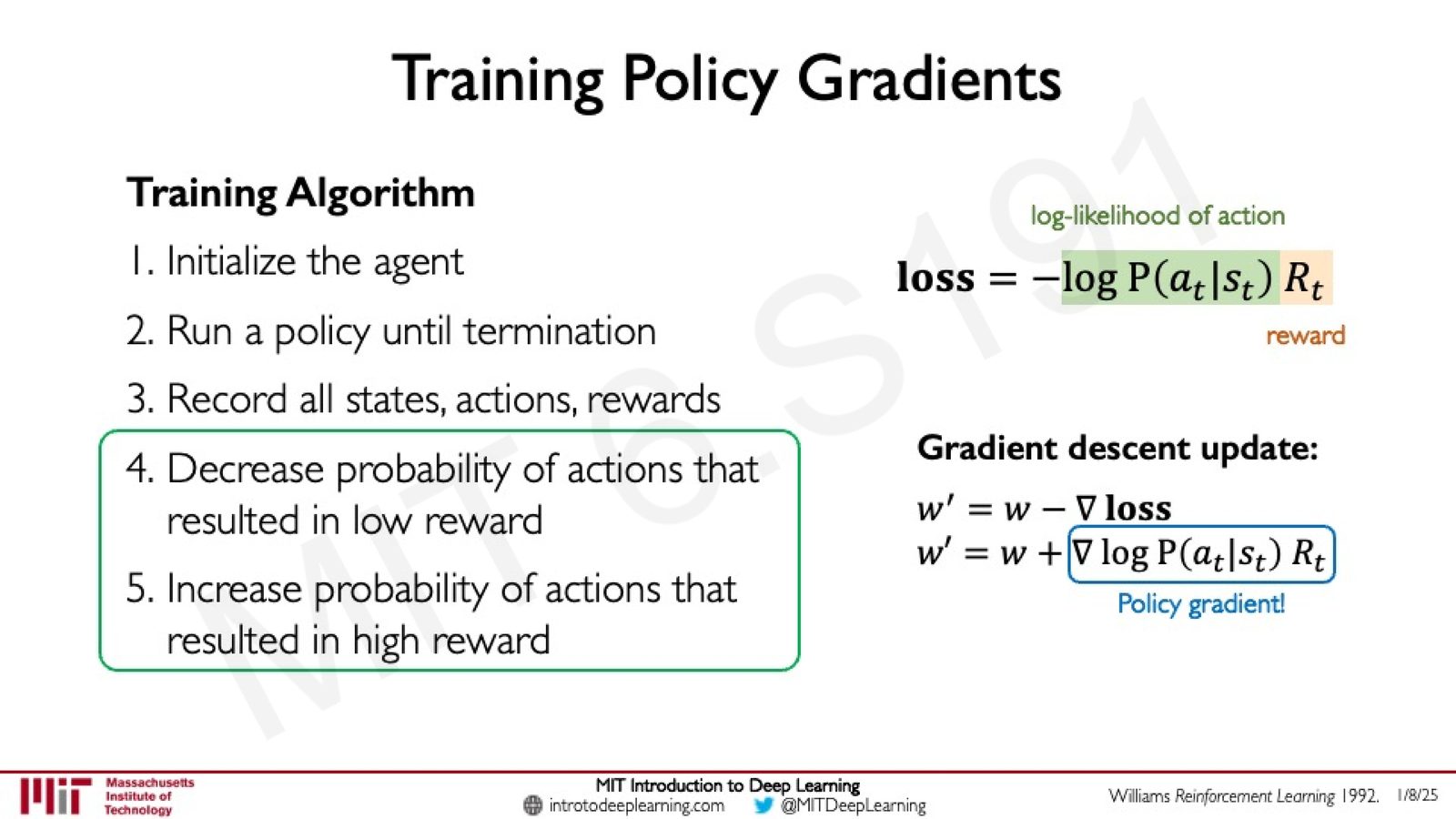 Policy Gradient 的损失函数与梯度更新公式