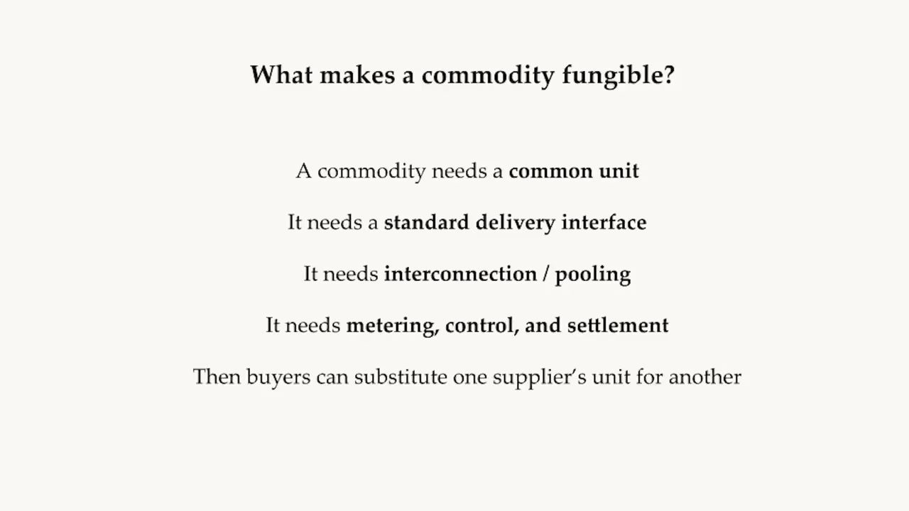 使一种资源成为 fungible commodity 的五项条件。