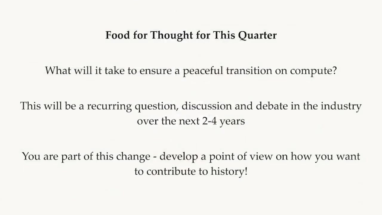 课程留给学生的两个问题：如何实现和平的 compute transition，以及个人要怎样参与。