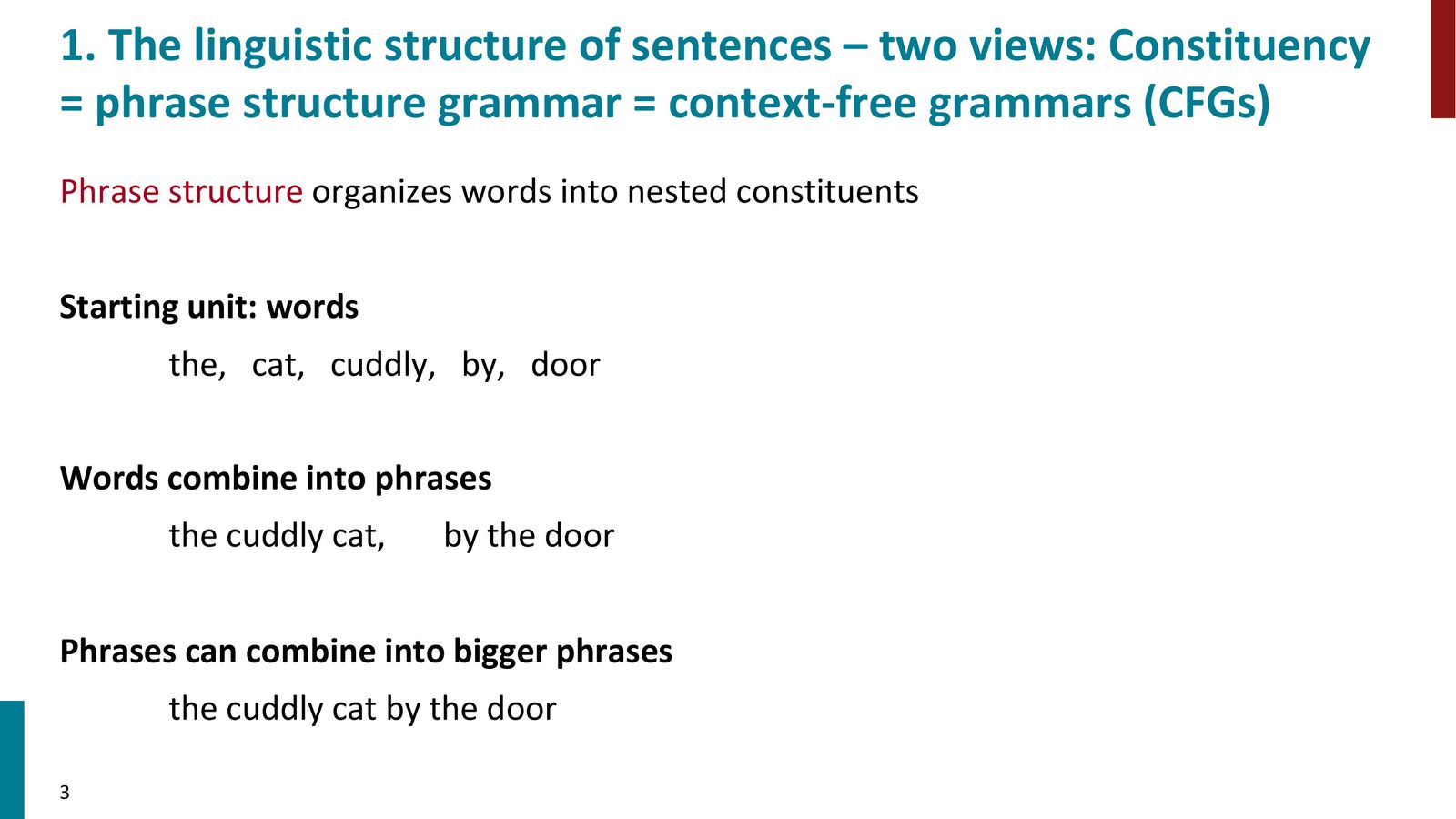 短语结构语法示例：词类（parts of speech）与短语构成规则