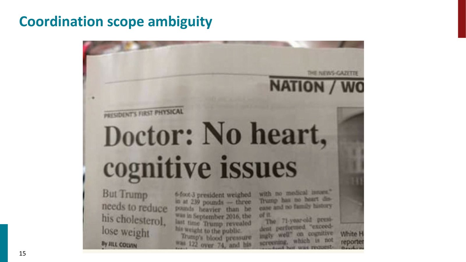 “Doctor: No heart, cognitive issues” 的两种解读