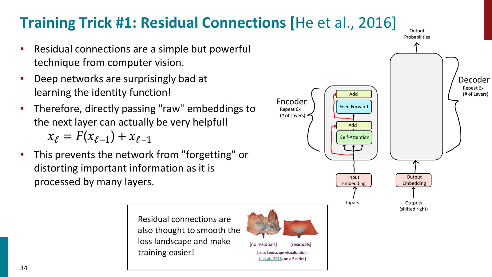 训练 Transformer 的三类关键技巧：residual connection、layer norm、scaled dot-product attention
