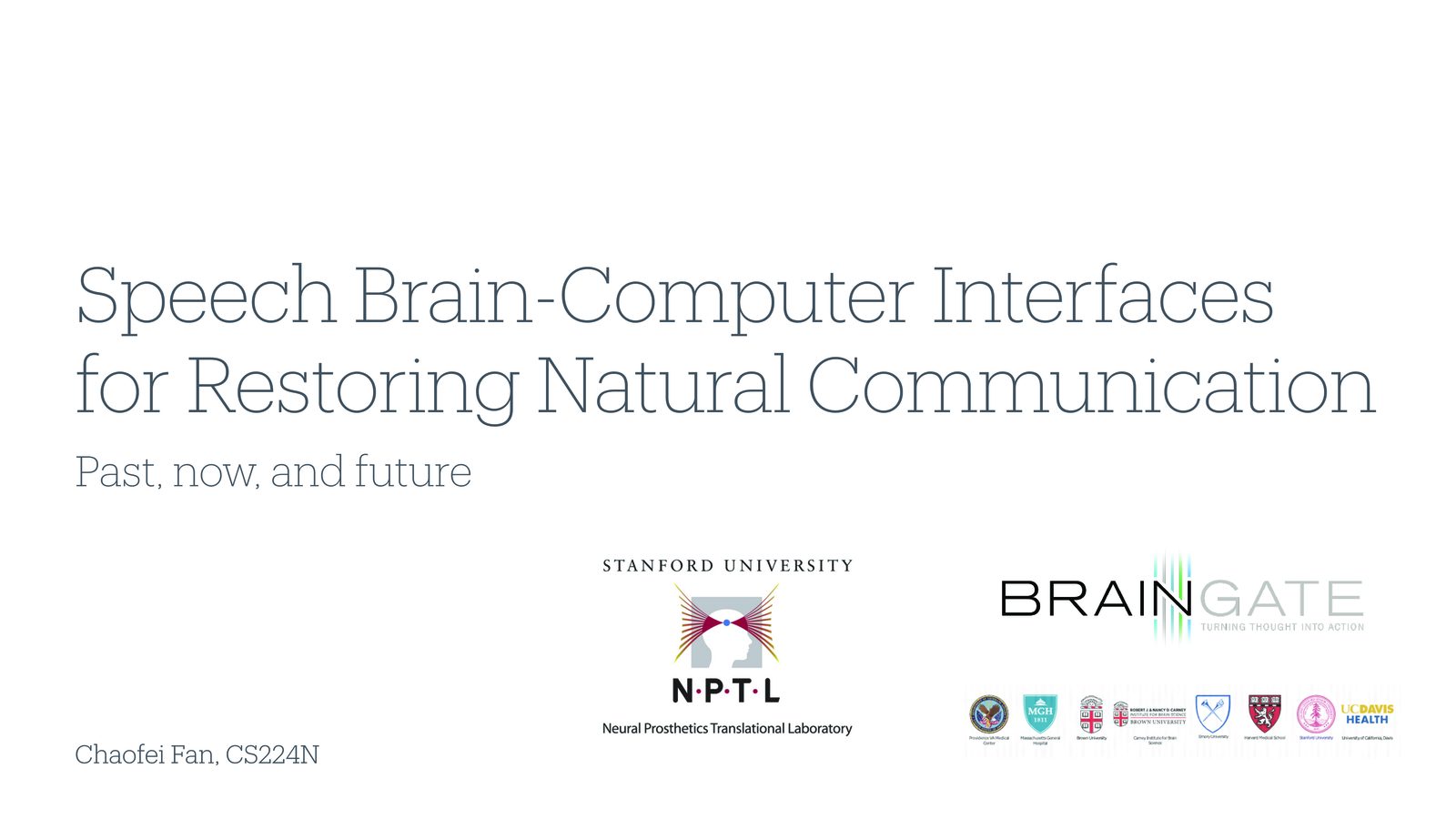 课程标题页:Speech Brain-Computer Interfaces for Restoring Natural Communication