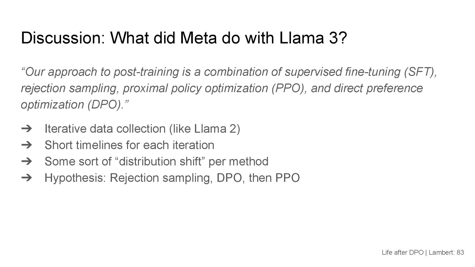 Meta Llama 3 的后训练策略:结合 SFT、Rejection Sampling、PPO 和 DPO