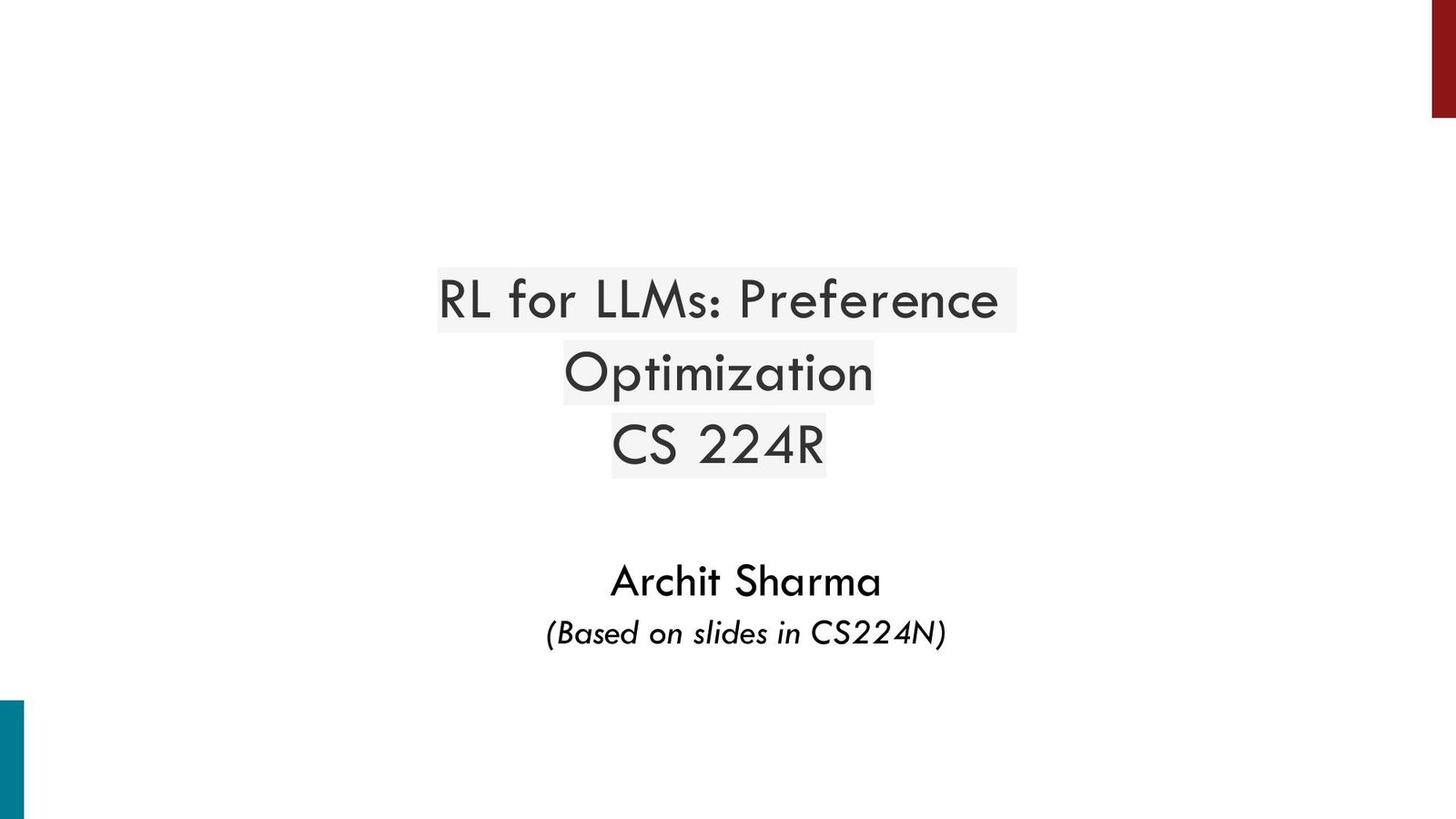 Slide 1 把 RLHF pipeline 与监控指标同时展示，强调 latency 与 rejection 的追踪。