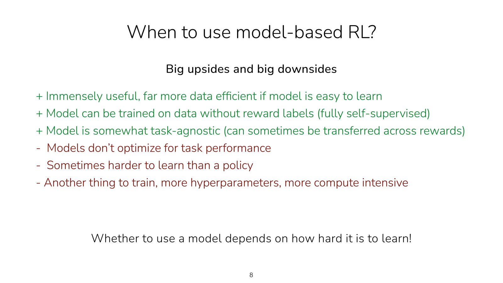 Model-based RL 的优点与代价：数据效率、任务无关性与训练复杂度的平衡
