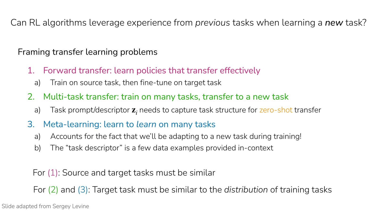 Transfer、multi-task 与 meta-learning 的问题设定差异