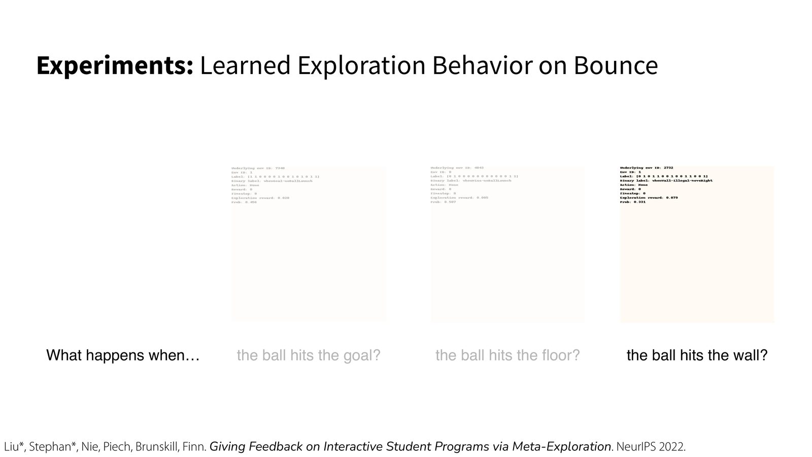 Bounce 作业中的 learned exploration：不同交互会暴露不同类别的错误