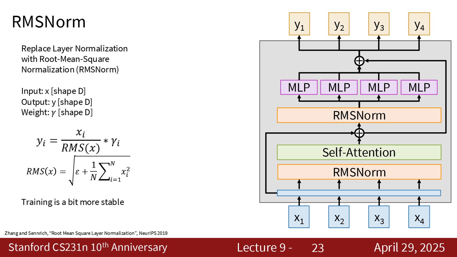 RMS Norm 的公式与在 Transformer 中的位置：替换 Layer Norm，训练更稳定