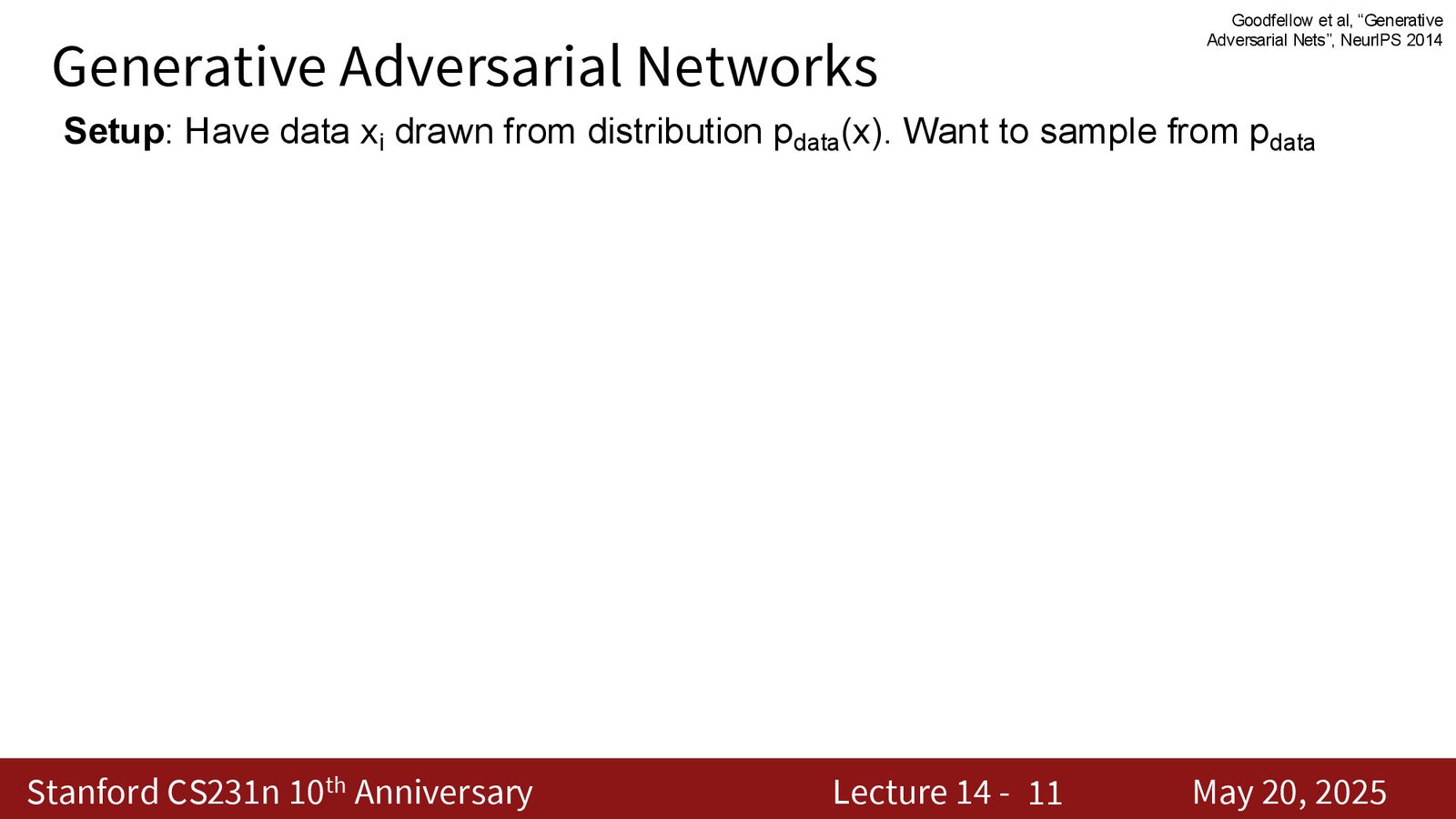GAN 章节开场：从上一讲的 autoregressive / VAE 自然过渡到隐式密度模型