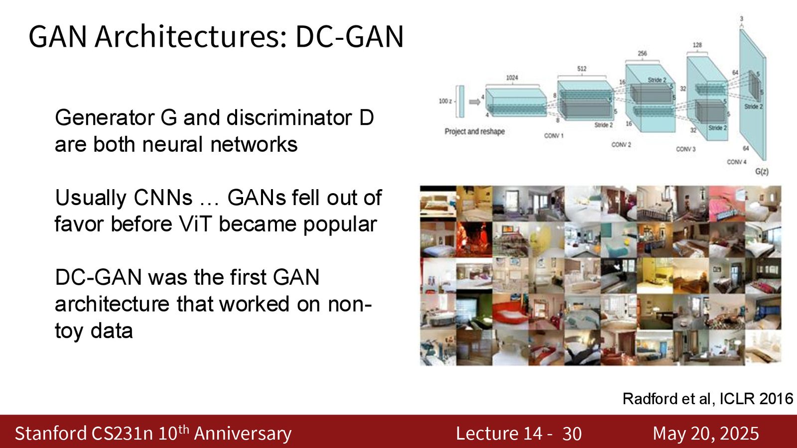 DCGAN：GAN 第一次在非 toy 数据上真正跑通的重要架构