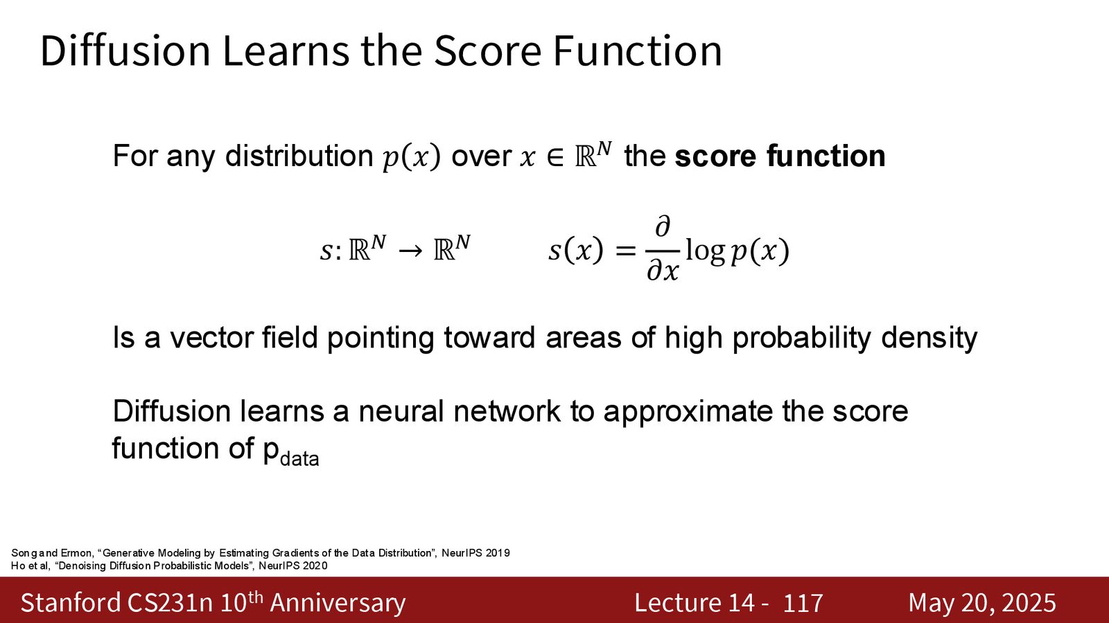 Diffusion 学到的是 score：梯度场把样本往高概率区域推