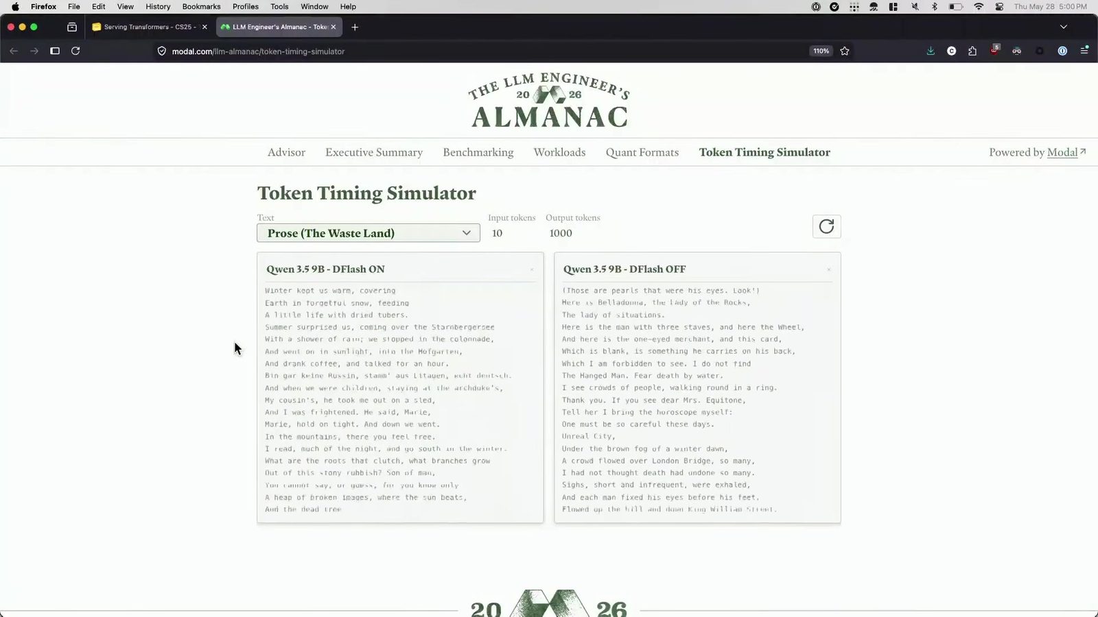 现场演示：中位 token 很快，尾部延迟仍会造成流式输出停顿