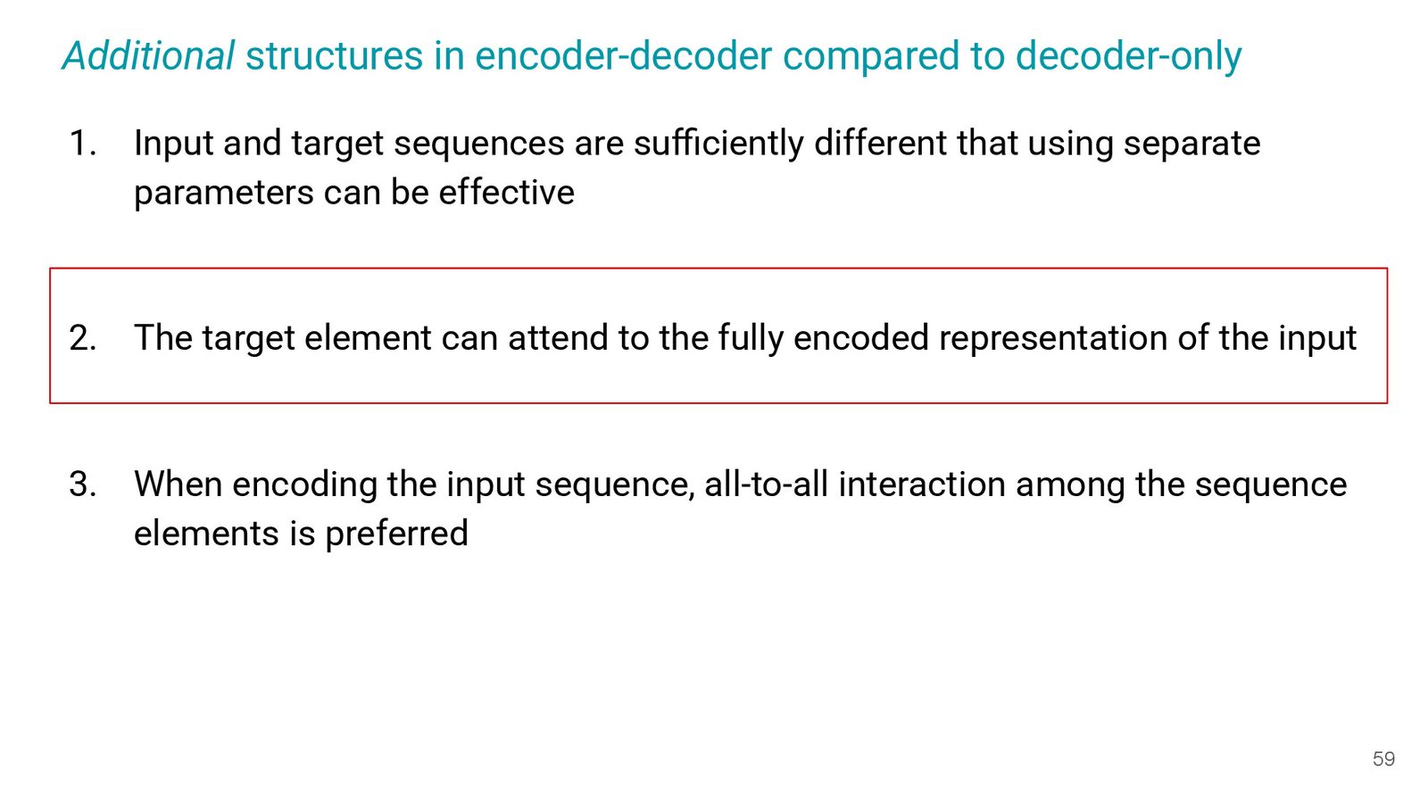 Slide 58 显示了 academic datasets 的 length distribution，让我们理解结构选择的历史基础。
