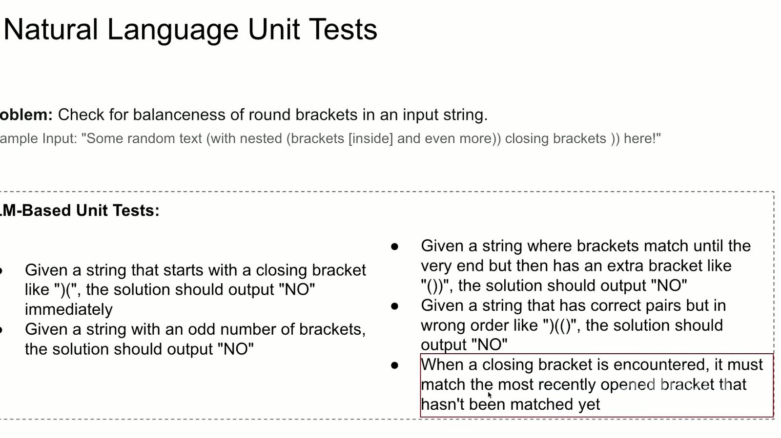 自然语言 unit tests 把任务要求转换成可检查条件。