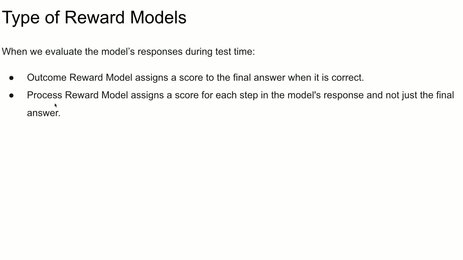 Outcome reward 与 process reward 提供不同粒度的搜索信号。