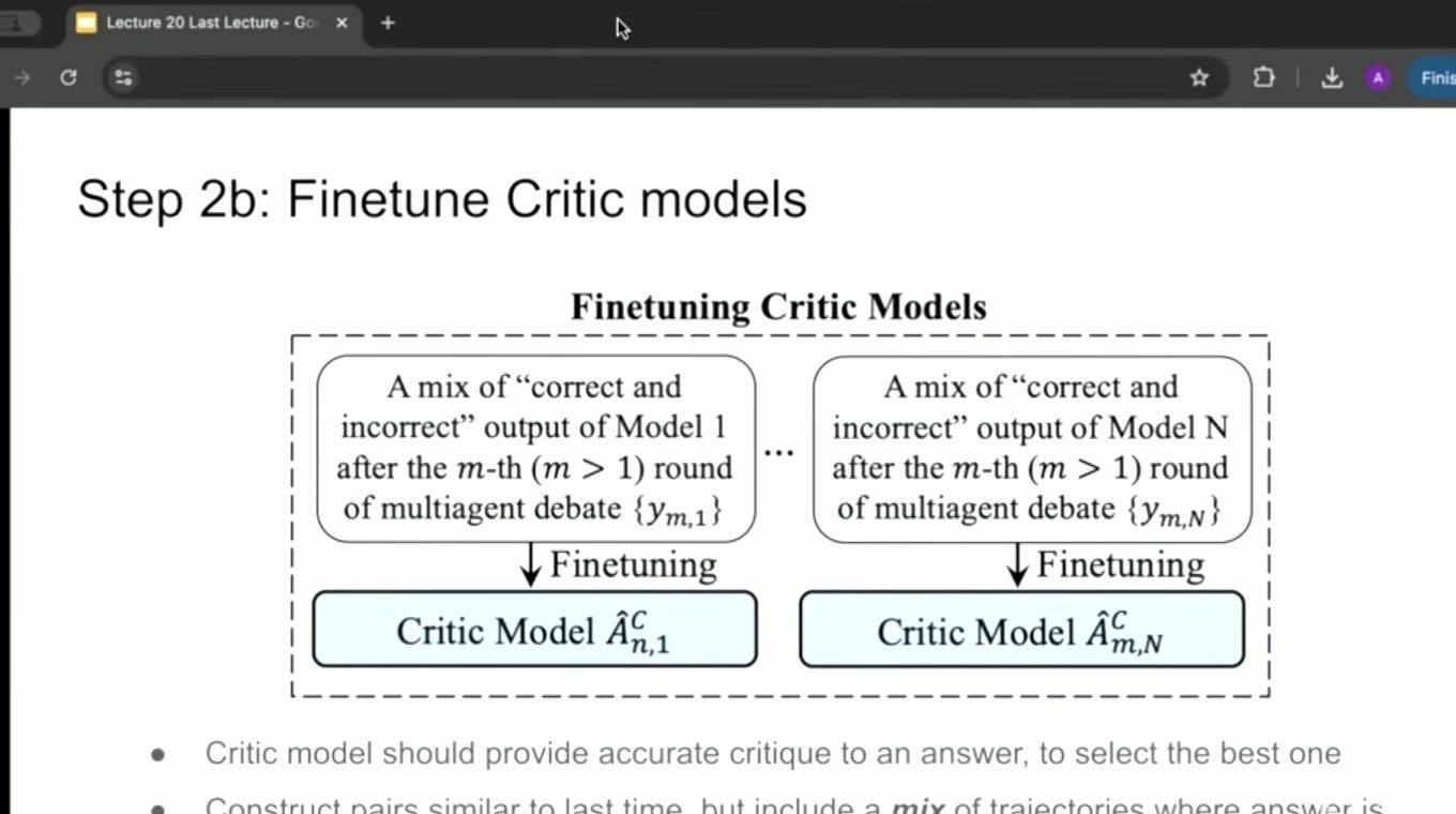 Critic model 学习区分一开始就正确的轨迹，以及经过讨论才被修正的轨迹。