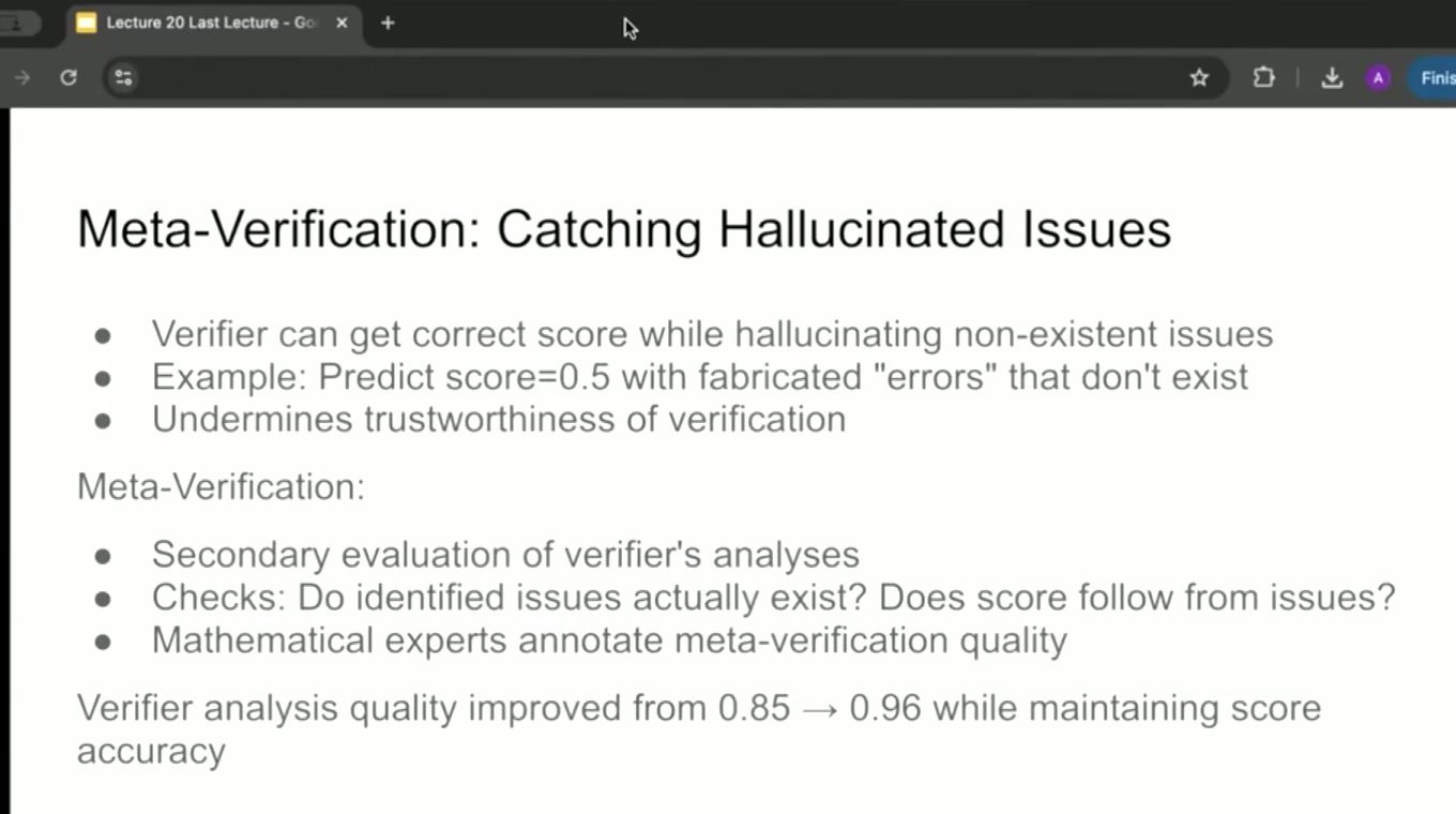Meta-verifier 对 verifier 的分析做二次检查，降低 fabricated issue，并提升解释可信度。