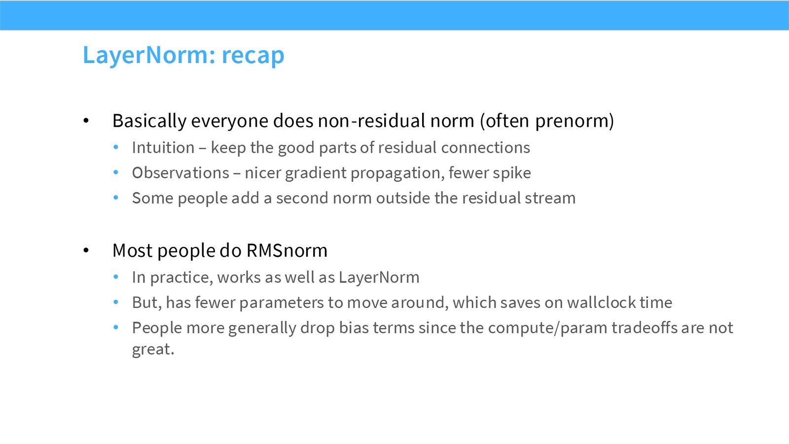 Slide 19: LayerNorm recap