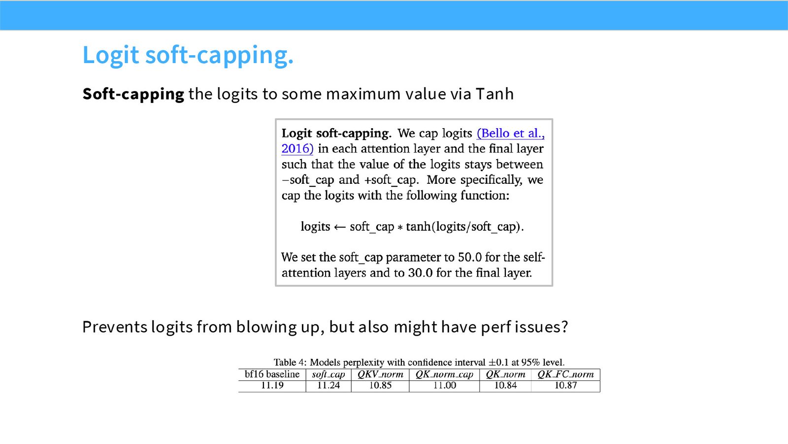 Slide 56: Logit soft-capping
