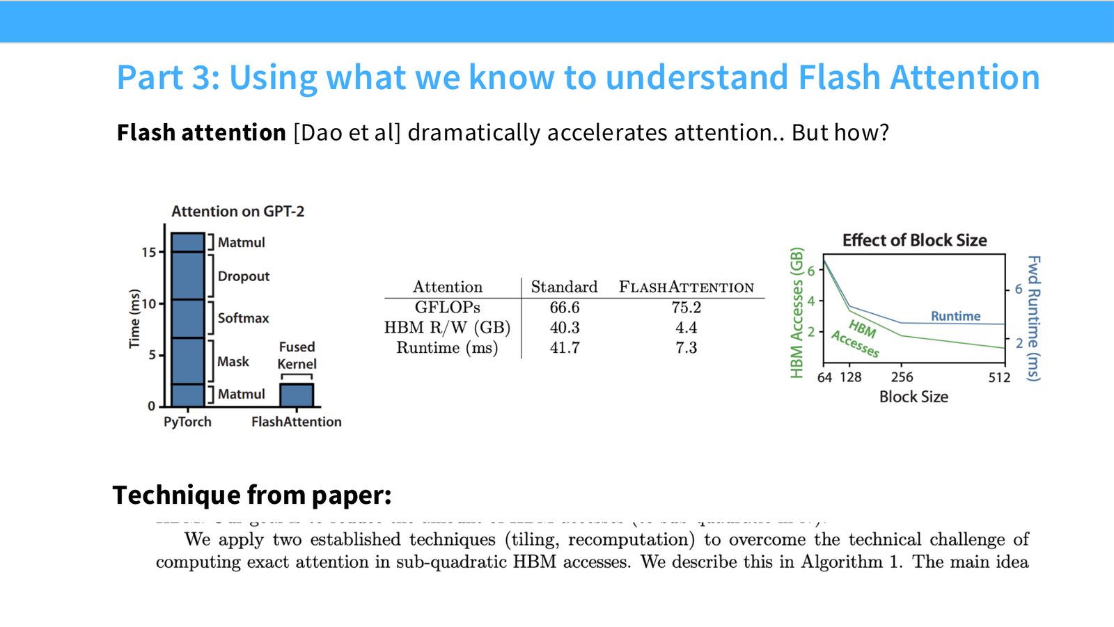 Slide 50: Part 3: Using what we know to understand Flash Attention