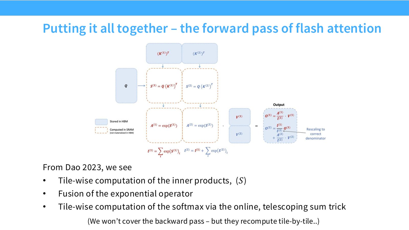 Slide 54: Putting it all together – the forward pass of flash attention