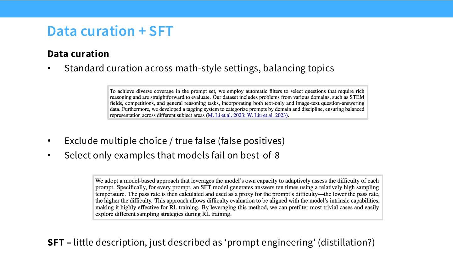 Kimi 的数据构造：topic balance、difficulty filtering 与 long-CoT SFT。