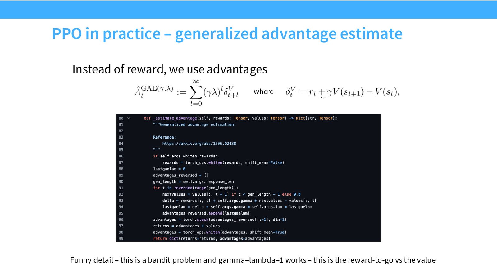 reward shaping：per-token KL 惩罚加上末端任务 reward