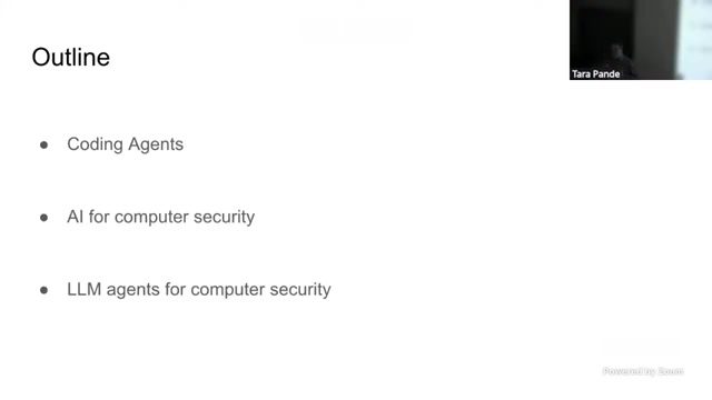 讲座早段给出的三段式议程：Code Agent 基础、AI Security、Big Sleep 案例