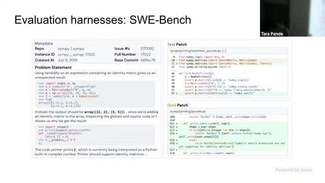 课程中对 SWE-Bench 任务形态与影响力的讲解画面
